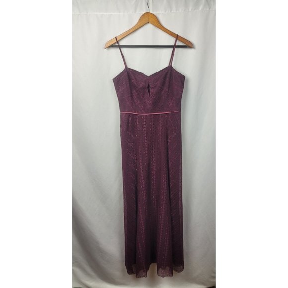 Jill Jill Stuart Eliza Lace Slip Gown Sweetheart Neckline Cutout Purple Size 6 - Picture 7 of 10